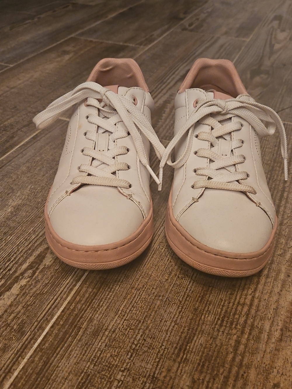 Coach Women’s White Sneakers with Blush Pink Trim